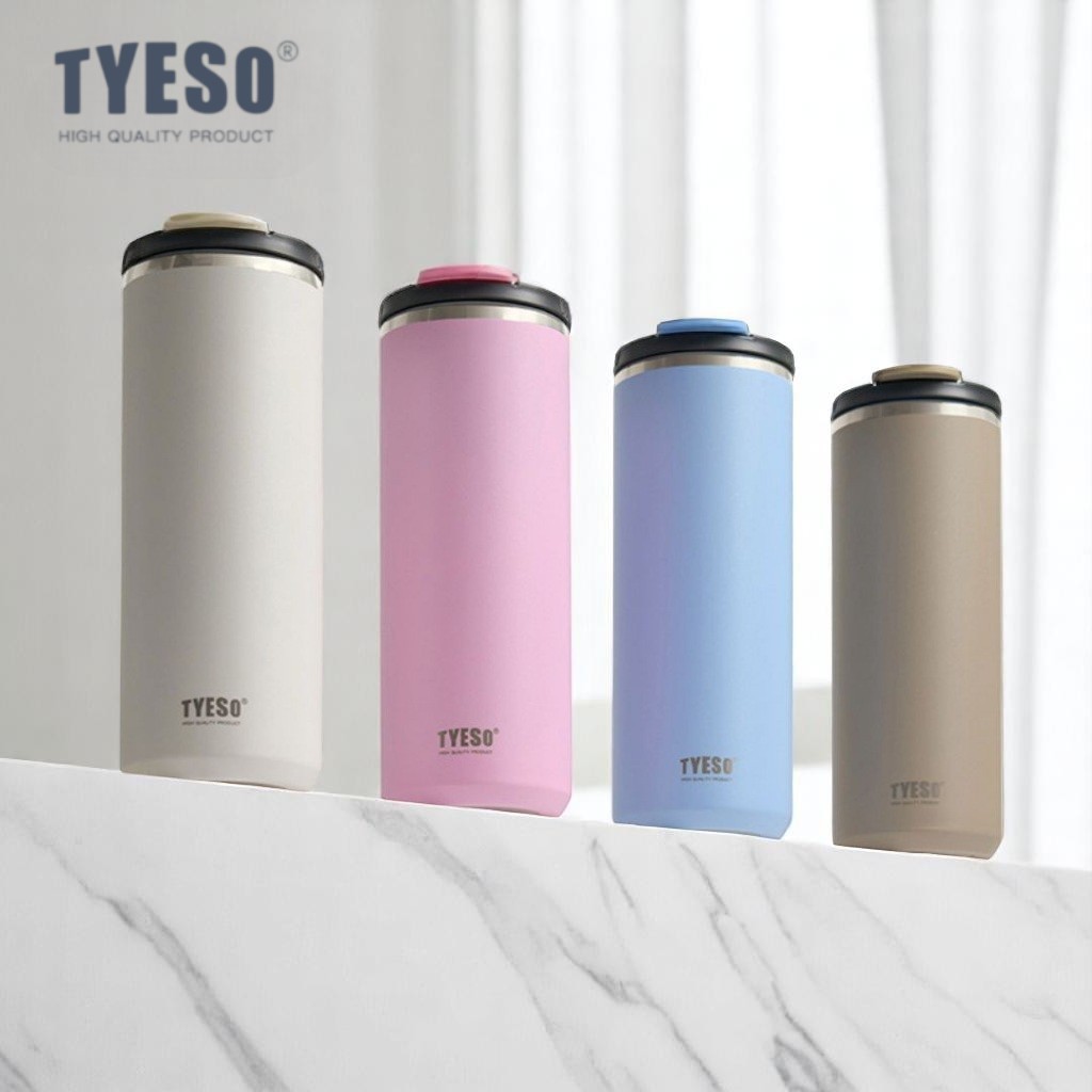 TYESO ขวดน้ำสุญญากาศ SUS304 ทรงยาว เก็บร้อนและเย็นได้ดี มี2ขนาด 600mlและ750ml พกไปไหนก็ง่ายสะดวกสบาย