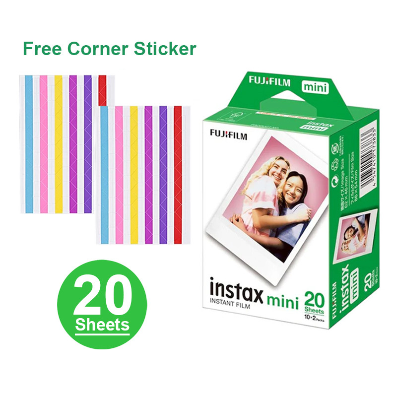 <สติ๊กเกอร์มุมฟรี> ฟิล์ม Fujifilm Instax Mini สีขาว 20 แผ่น สำหรับกล้อง EVO Liplay ขนาด 8 9 11 12 40