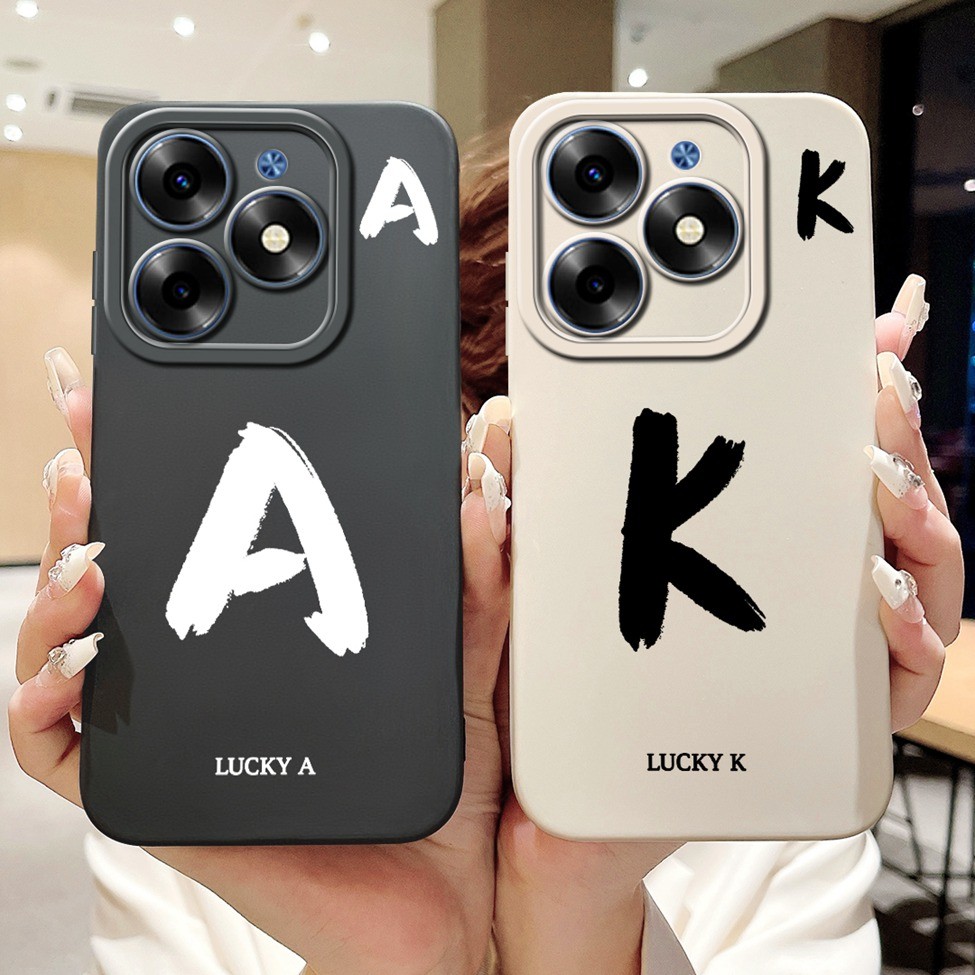 Tecno Spark Go 2024 BG6 ฝาครอบ Techno Spark Go 2024 กรณีแฟชั่นตัวอักษร AZ รูปแบบการออกแบบซิลิโคนกันก