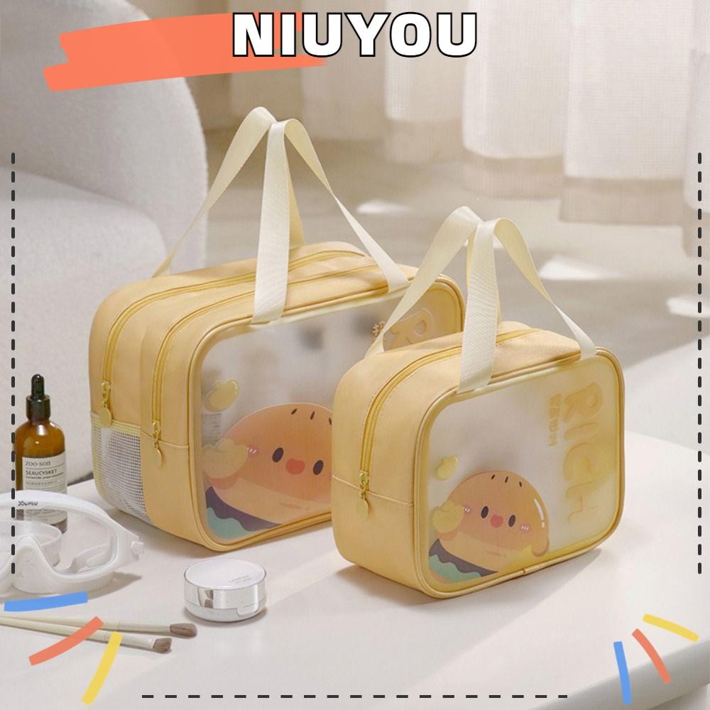 NIUYOOU กระเป๋าเก็บเครื่องสำอางค์ มีซิป PVC กันน้ำได้ รุ่น กระเป๋าแต่งหน้าแบบใส