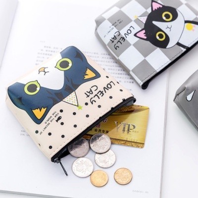 กระเป๋าใส่เหรียญผู้หญิง Mini Pouch Lovely Cat Motif Coin Purse in.the.line 171