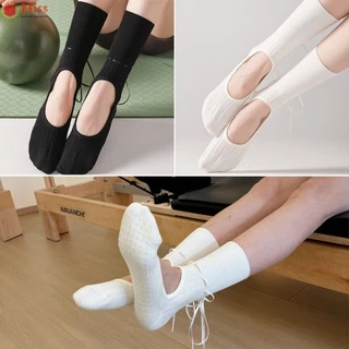 ถุงเท้า.BLLISS สำหรับออกกำลังกายแบบพิลาทิสและโยคะ สตรีทฮาราจูกุ ออกแบบมาเพื่อกันลื่นและดูดซับเหงื่อ ทำจากผ้าฝ้ายระบายอากาศได้ดี