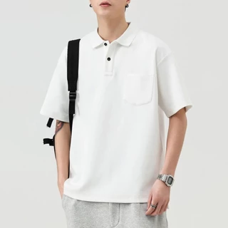 🔥BECoolMan🔥เสื้อโปโลผู้ชาย ฤดูร้อนรุ่นใหม่ คอปกครึ่งแขน หลวมแมทช์ลุคง่าย ลำลอง ยอดนิยม