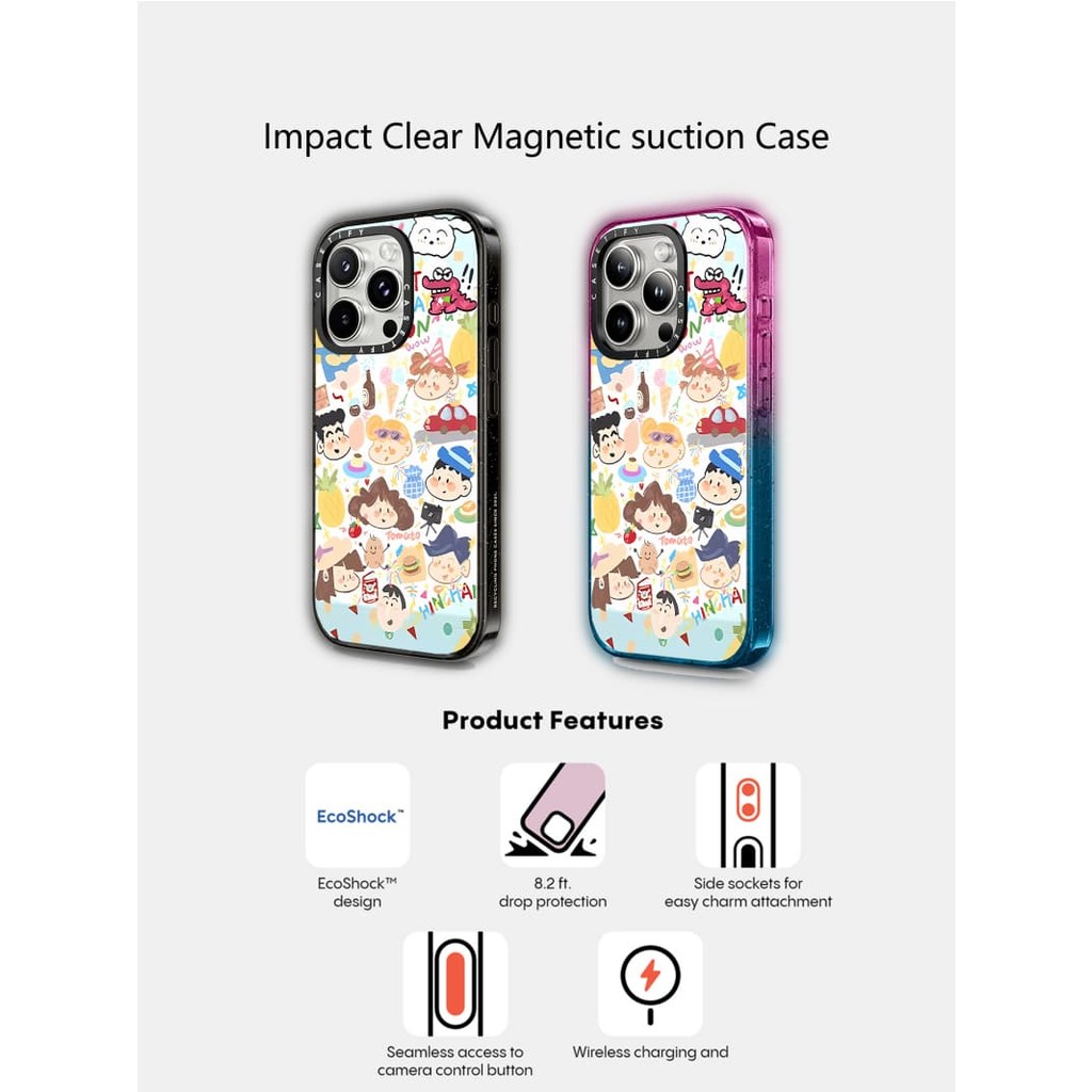 Casetify X Tomato Party แม่เหล็กดูด Hard อะคริลิคด้านหลังสําหรับ Apple IPhone 12 13 14 15 16 Pro Max Plus พร้อมกล่อง