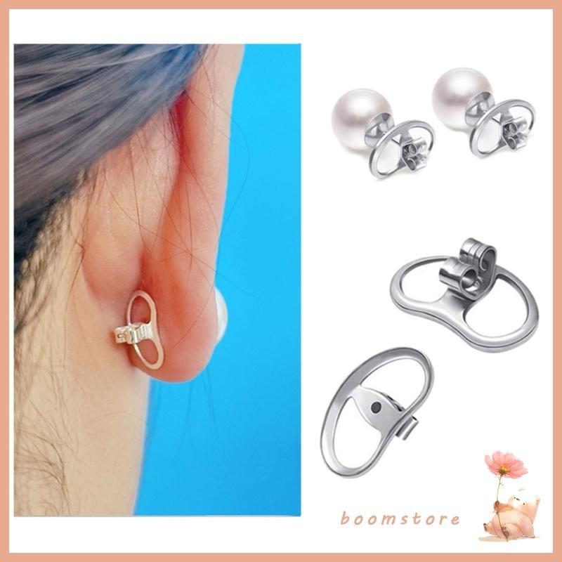Boom 4 ชิ้นต่างหู Stoppers Backings Pierced ความปลอดภัยสําหรับหู Studs Big ต่างหู Lifters