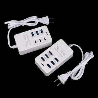 Nle 1PC US Plug 6 พอร์ต Multiport USB Charger 35W PD Type-C โทรศัพท์มือถือ Fast Charge Wall Chargers TypeC USB Hub อะแดปเตอร์ N