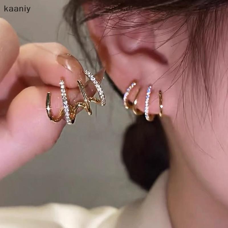 [KAN] เกาหลี Earing Claw หูตะขอต่างหูคลิปสําหรับผู้หญิง Four-Prong Setg สีทองหูต่างหูแฟชั่นเครื่องประดับของขวัญปีใหม่ FXH