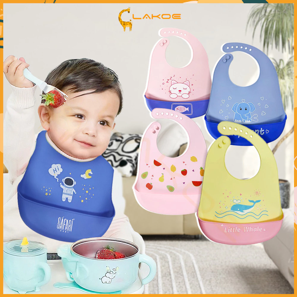 LAKOE bib เด็ก ผ้ากันเปื้อนเด็ก กันเปื้อนเด็ก ผ้ากันเปื้อนเด็กซิลิโคน สไตล์ที่หลากหลายให้เลือก กันเปื้อนซิลิโคน