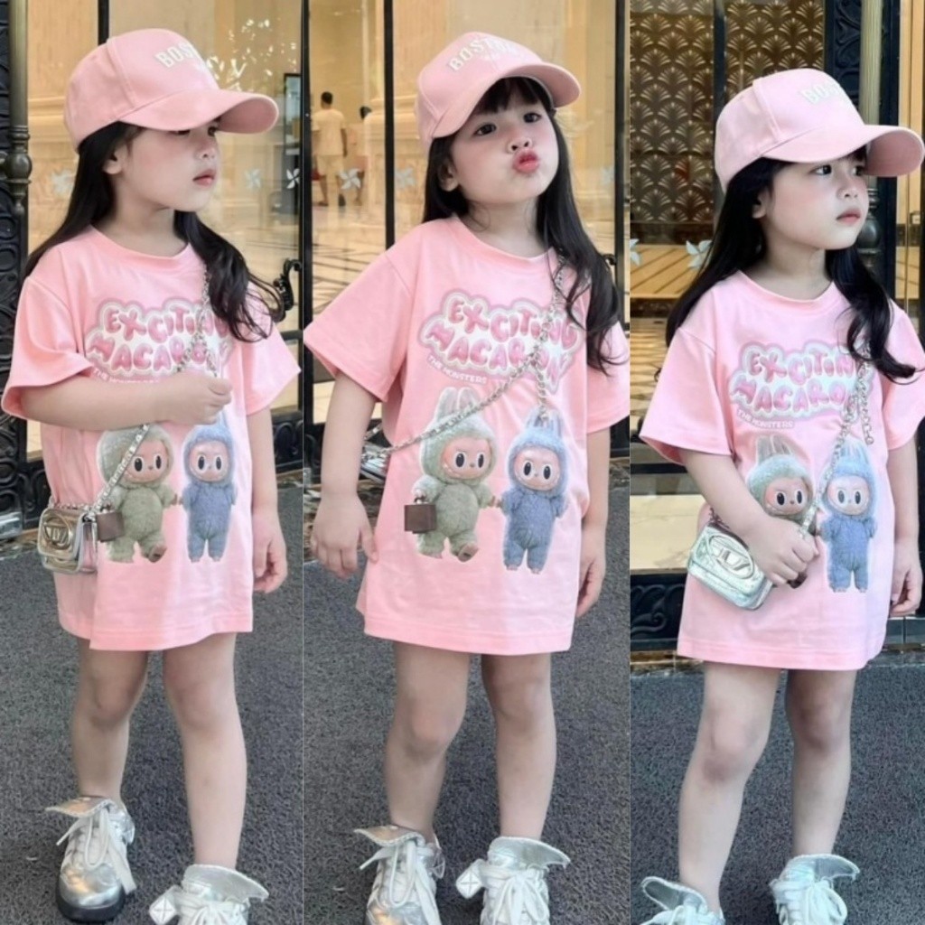 KIDS PRINCESS Labubu เสื้อยืดเด็กสไตล์เกาหลีน่ารักการ์ตูนพิมพ์เสื้อยืดเสื้อเด็ก ชายหญิงเสื้อประเภท ดูดซับเหงื่อ T150