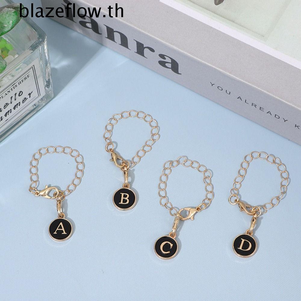 Blazeflow Letter Charm สําหรับถ้วย, สีขาว/สีดําแขวนถ้วยน้ํา Handle Chain, Creative ส่วนบุคคลพร้อมหัวเข็มขัดชื่อเริ่มต้น Identification Letter Charm พวงกุญแจ