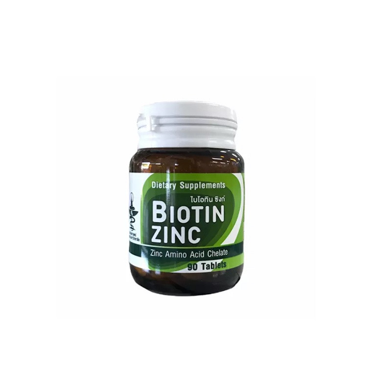 Biotin Zinc ไบโอทิน ซิงก์ วิตามินบำรุงผม 90 เม็ด