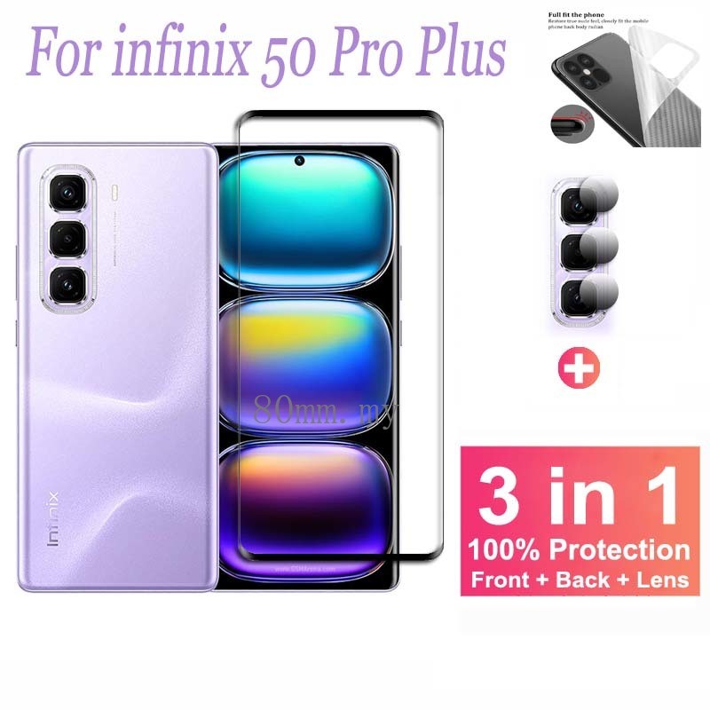 ฟิล์มสำหรับ Infinix Hot 50 Pro Plus 4G ฟิล์มกันรอยกระจกนิรภัยแบบเต็มหน้าจอสำหรับ Infinix Note 40 Pro Plus 5G 4G Zero 40 30 Zero Ultra 5G 4G ฟิล์มกันรอยเลนส์กล้องด้านหลัง