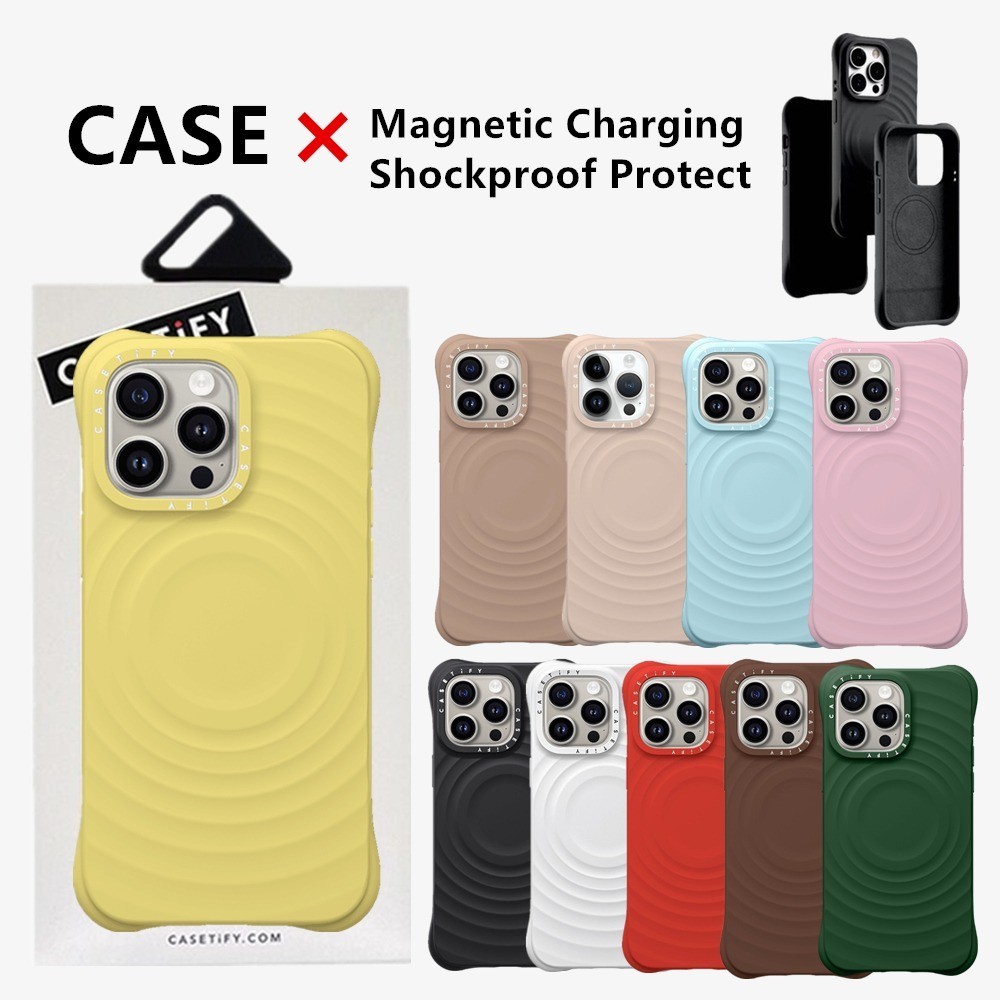 [Casetifj Ripples case คุณภาพสูง/Magneticcolorful Wave เคสโทรศัพท์ซิลิโคน] ปลอกพร้อมกล่องสําหรับ iPhone 16 15 13 14 Pro Max