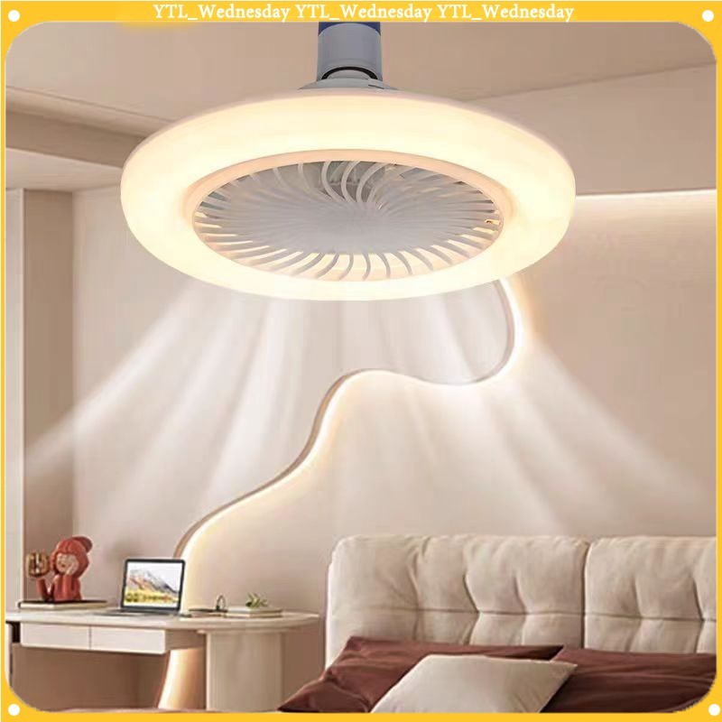 พัดลมโคมไฟ ไฟเพดาน LED พัดลม รีโมท E27 พัดลมติดเพดาน แต่โยกย้าย พัดลมติดเพดาน พร้อมหลอดไฟ พัดลมหลอดไฟ