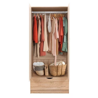 SB Design Square ตู้เสื้อผ้าบานเปิด ขนาด 80 ซม. รุ่น Havin สีขาว (80x58x180 ซม.) แบรนด์ KONCEPT FURNITURE
