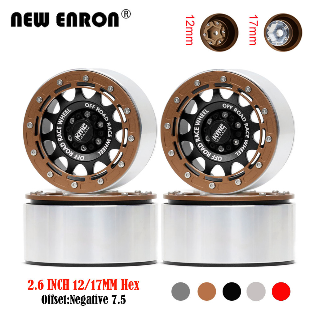 4 ชิ้นโลหะผสม 2.6 "Beadlock 12MM / 17MM Hex เปลี่ยนแปลงลบ Offset 7.5 ล้อขอบ RC ฮับสำหรับรถยนต์ RC 1/10 1/7 1/8 MK07Axial Yeti Wraith RB10 Ryft 4082 H8H CROSS