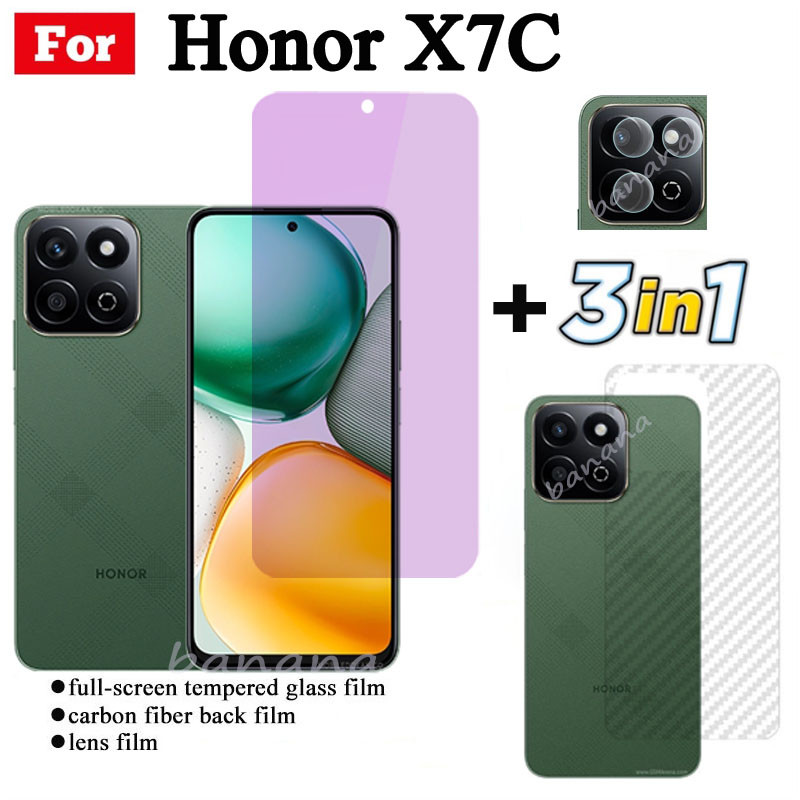Honor X7C X7A X7B Anti Blue Light RayกระจกนิรภัยสําหรับHonor X6A X8A X8B X6Bป้องกันหน้าจอ+ฟิล์มเลนส์กล้อง+ฟิล์มด้านหลัง
