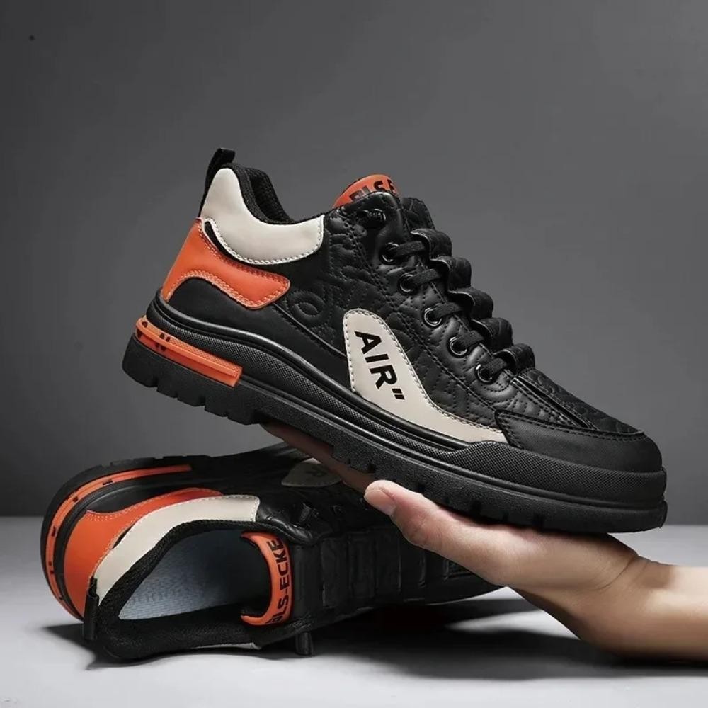 Niuyou Lace Up Board Shoes, PU Leather Platform รองเท้า Soled หนา, Lace Up สบายรองเท้าลําลองแบนกันลื่น