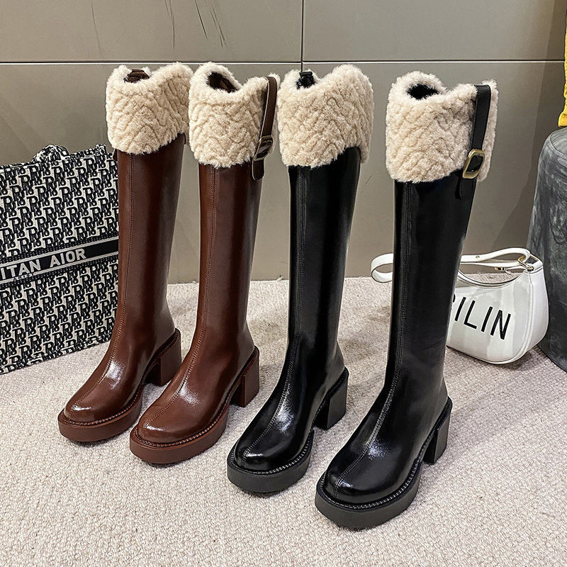 เทรนด์ Mi Mid-Tube Boots Boots Slip-On Casual สไตล์ญี่ปุ่น Anti