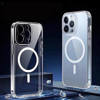 AK เคสกันกระแทกใส เคสแม่เหล็ก ใช้สำหรับ For iPhone 16 11 12 13 14 15 17 Pro Max 15 Plus Wireless charger Magnetic Case