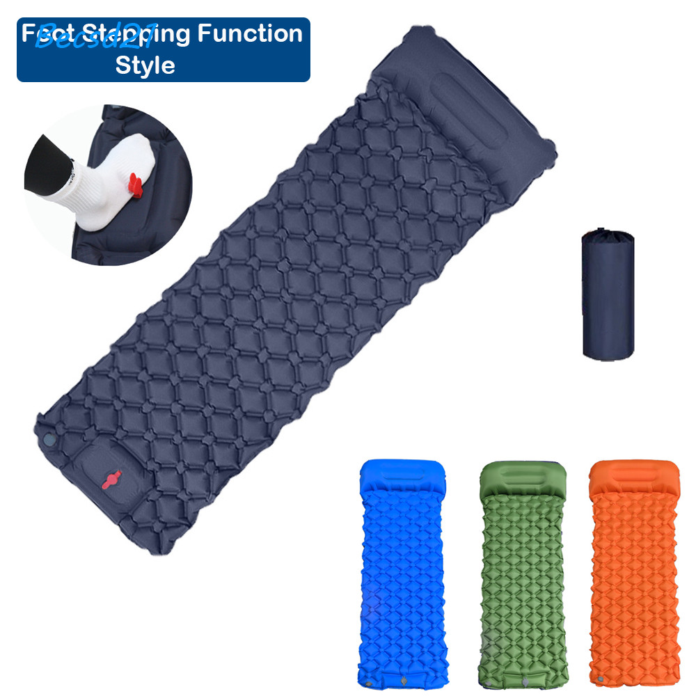 Becsd Outdoor Camping Sleeping Mat, TPU Nylon 7523.6in Beach Inflatable ที่นอน, Ultralight พร้อม Headrest Foot Stepping Function Outdoor Sleeping Pad