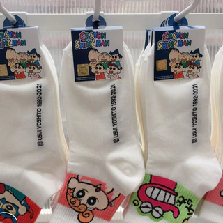 ถุงเท้าหญิงน่ารัก Crayon Shin-Chan กลางหลอด Preppy สไตล์นักเรียน Four Seasons All @