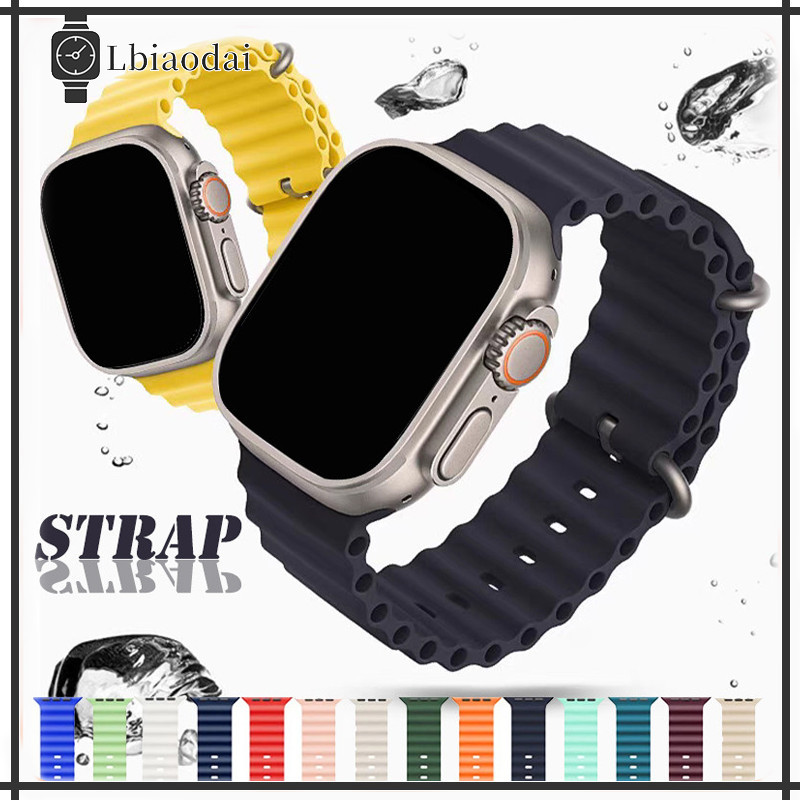 มหาสมุทรสายซิลิโคน for Apple Watch Ultra/SE 3 2 49mm 46mm 40mm 45mm 41mm 42mm Iwatch Series 11/10 9 8 7 Se 6 5 4