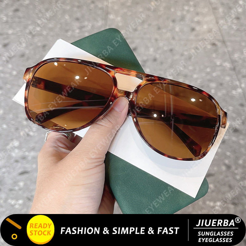 (JIUERBA) Leopard Teal แว่นกันแดด Western Vintage Aviator Shade แว่นกันแดด