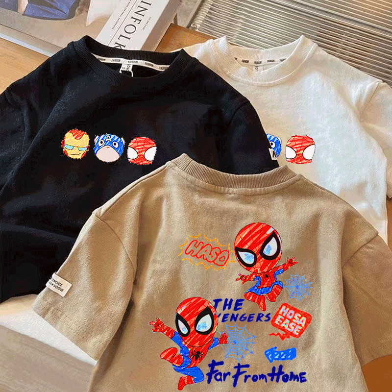 (จัดส่งตลอด 24 ชั่วโมง) (ผ้าฝ้าย 100%) ฤดูร้อนเสื้อแขนสั้นเด็กแฟชั่นการ์ตูนพิมพ์น่ารัก T เสื้อเด็กน่ารัก Tops