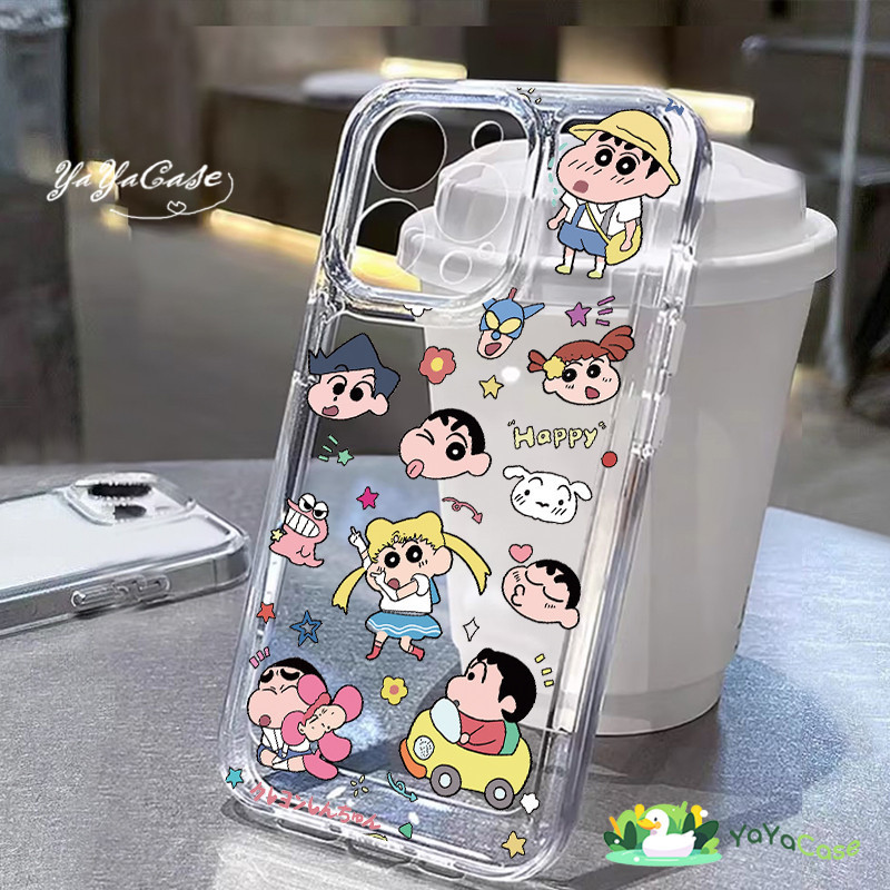 สำหรับ iPhone11 16 13 Case For เคสไอโฟน15 14 12 PRO MAX 7 8 PLUS X XR XS MAX Cute Shin-chan กรณีโทรศัพท์ซิลิโคนใสหรูหรา