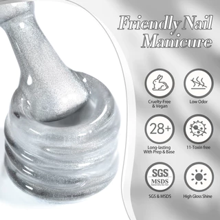 BORN PRETTY Cat Eyes Magnetic Gel Polish Moonlight White Shining Silver กึ่งถาวร UV Gel 10ml