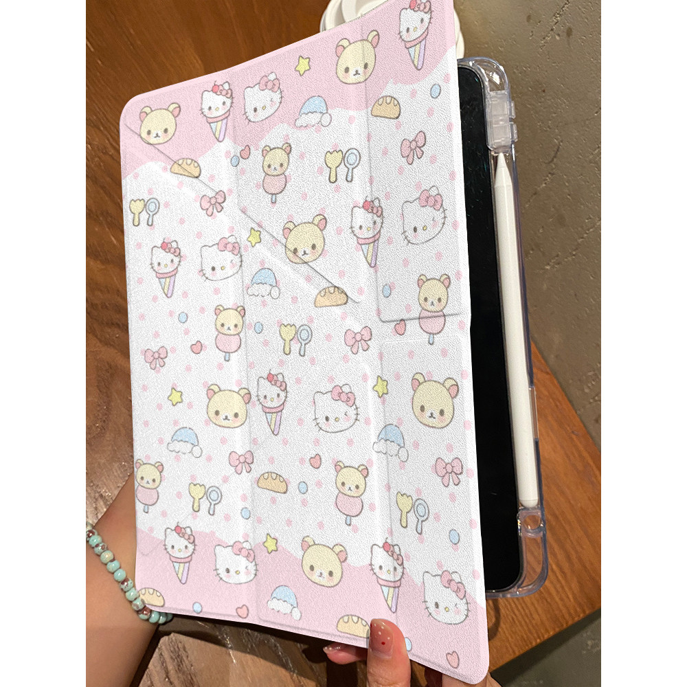 ขายร้อน! F & X เคสป้องกัน iPad Y พับขนมหมี KT สำหรับ ipadpro2024เคสป้องกัน air6/5/4นุ่ม7/8/9อะคริลิค13นิ้ว