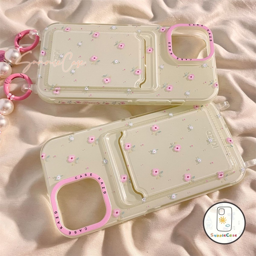 เคส สำหรับ IPhone เคสไอโฟน 12 14 15 13 16 11 Pro Max 8 16 7 15 Plus XR X XS Max SE 2020 กล่องใส่การ์ด น่ารักดอกไม้ เคส