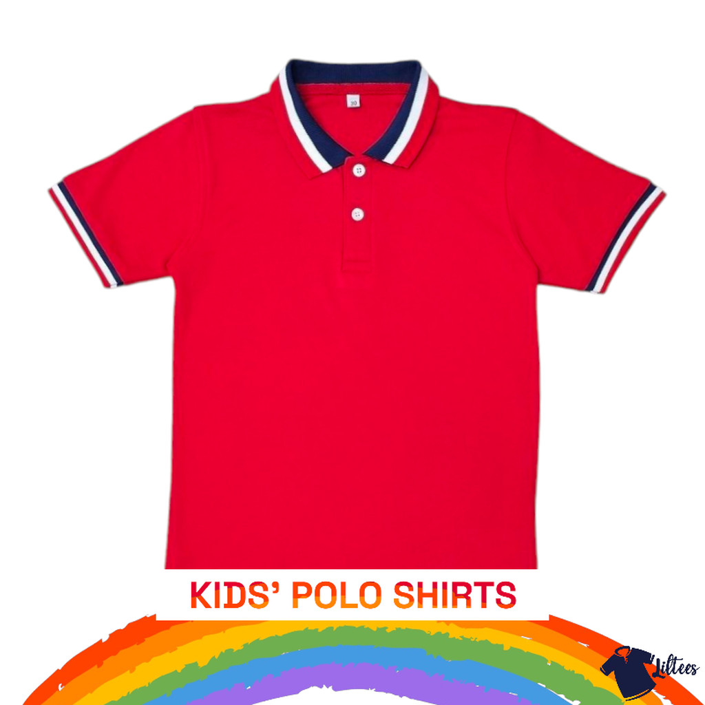 เสื้อโปโลเด็ก เสื้อคอปกเด็ก แขนสั้น สีแดง ปกกรมท่าขลิบขาว-แดง SKU-01548