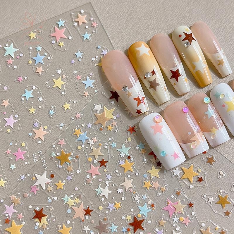 [maybeauty] สติ๊กเกอร์เล็บดาวสีสันสดใสบรรเทา 5D Multi Mangxing ตกแต่งเล็บ Self กาว Decals อุปกรณ์เสริม DIY {TH}