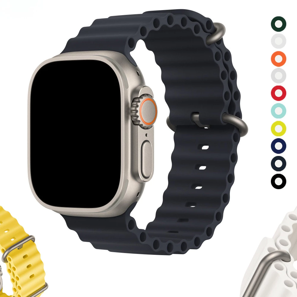 2026 Ocean Band สําหรับ Apple Watch Ultra 2 series 10 9 8 7 6 SE 54321 สายซิลิโคนสําหรับ iWatch sport สร้อยข้อมือยืด 49 มม.45 44 40 41 มม.