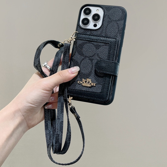 แบรนด์หรูแฟชั่นcrossbodyสร้อยคอ LanyardสําหรับiPhone 16 Pro Max 11 12 13 14 15 Pro Max 16 Plusกันกระแทกช่องใส่การ์ดกระเป๋าสตางค์กรณี