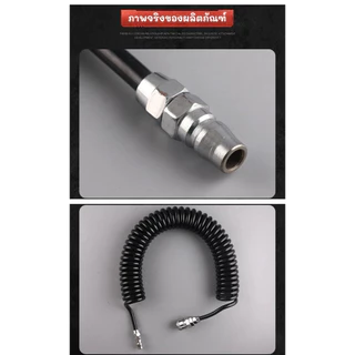 สายลมสปริง ลมสีดำ ลมขด PU HOSE ยาว 15 เมตร ปั๊มลม 8x5mm แบบขดสปริง พร้อมหัวคอปเปอร์