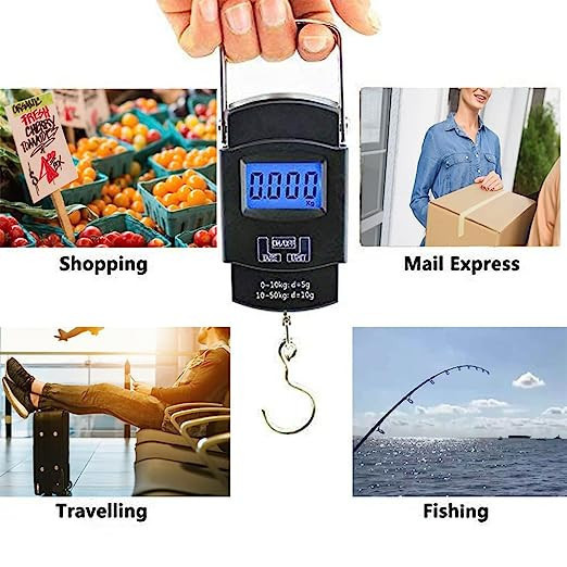 YTL Multifunctional  50 กก./10g อิเล็กทรอนิกส์แขวนตกปลากระเป๋าเดินทาง Balanca แบบพกพา  น้ําหนัก Hook Scale