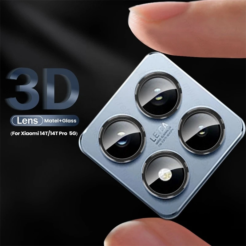 สําหรับ Xiaomi 14T Pro 5G กรณี Matel แหวน + 9D กระจกนิรภัยกล้องเลนส์ Protector หมวกบน Xiomi Xaomi Xi