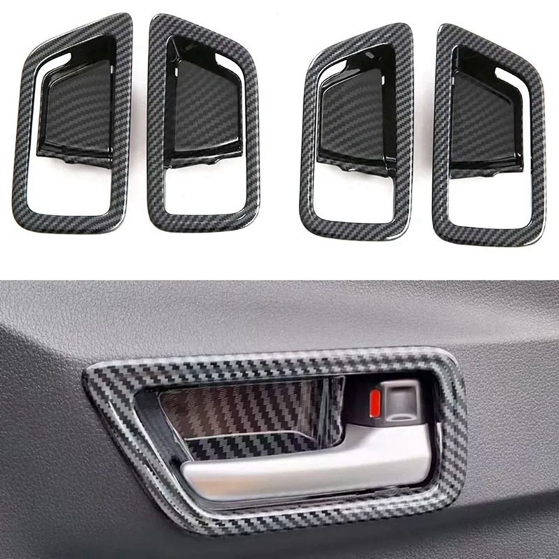 สําหรับ Toyota Yaris Ativ/Vios 2023 2024 ABS คาร์บอนไฟเบอร์รถด้านในประตูชาม Trim อุปกรณ์เสริม