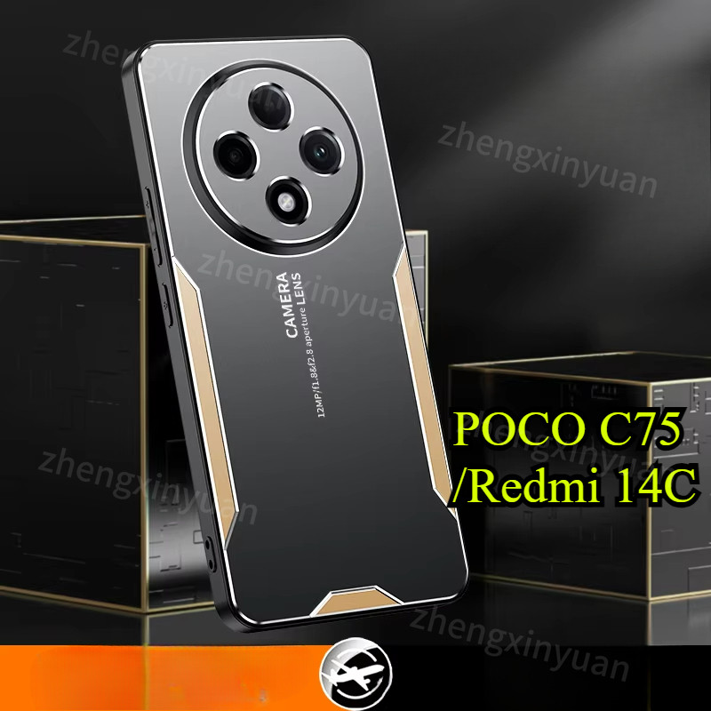 Matte Hard สําหรับ Xiaomi Poco C75 Redmi 14C 4G 5G 2024 กันกระแทกกันชนโลหะสําหรับ PocoC75 C 75 Redmi