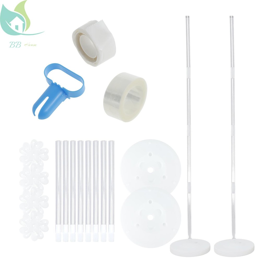 2 ชุดบอลลูนคอลัมน์ชุด 8.4ft ความสูงบอลลูน Arch ขาตั้งชุดฐานเสาและคลิปดอกไม้บอลลูนแบบใช้ซ้ําได้ Tower