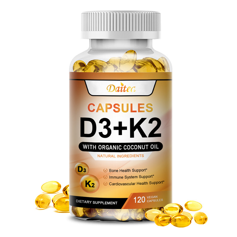 Daitea Dietary Vitamin D3+K2 สําหรับผู้ชายและผู้หญิง - สุขภาพหัวใจ กระดูก และโดยรวม