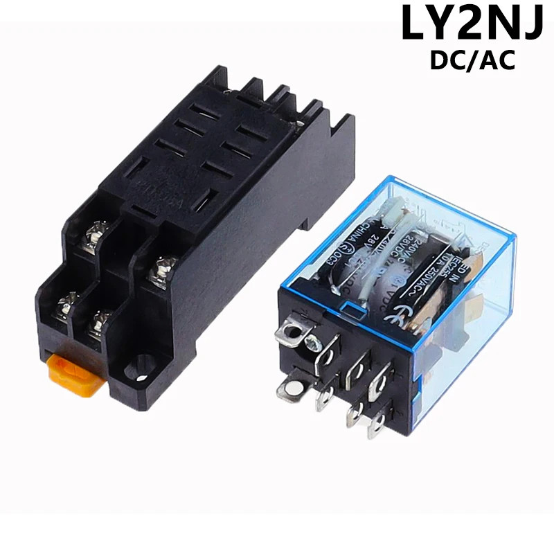 1 ชุด DC12 V/24 V/36 V/48 V/110 V/220/240 V AC 10A 8PIN คอยล์รีเลย์ DPDT LY2NJ HH62P HHC68A-2Z พร้อม