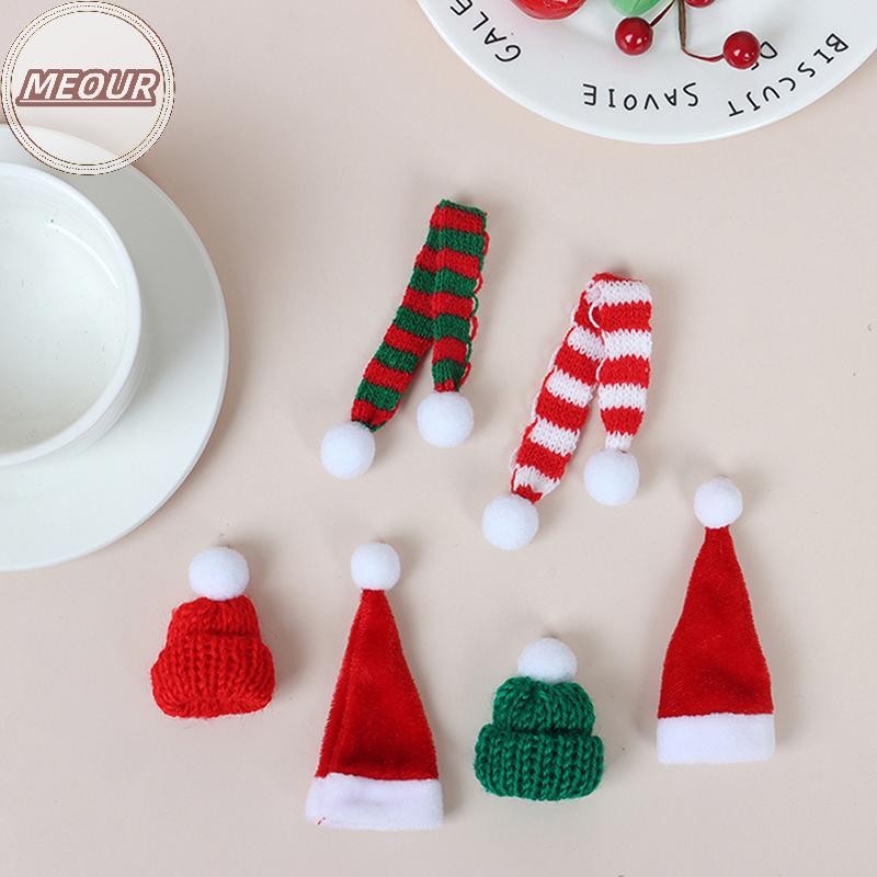 Meour 2 ชิ้น Xmas Mini ผ้าพันคอหมวกตกแต่งตุ๊กตาเสื้อผ้าอุปกรณ์เสริม Christmas Party เครื่องประดับ TH