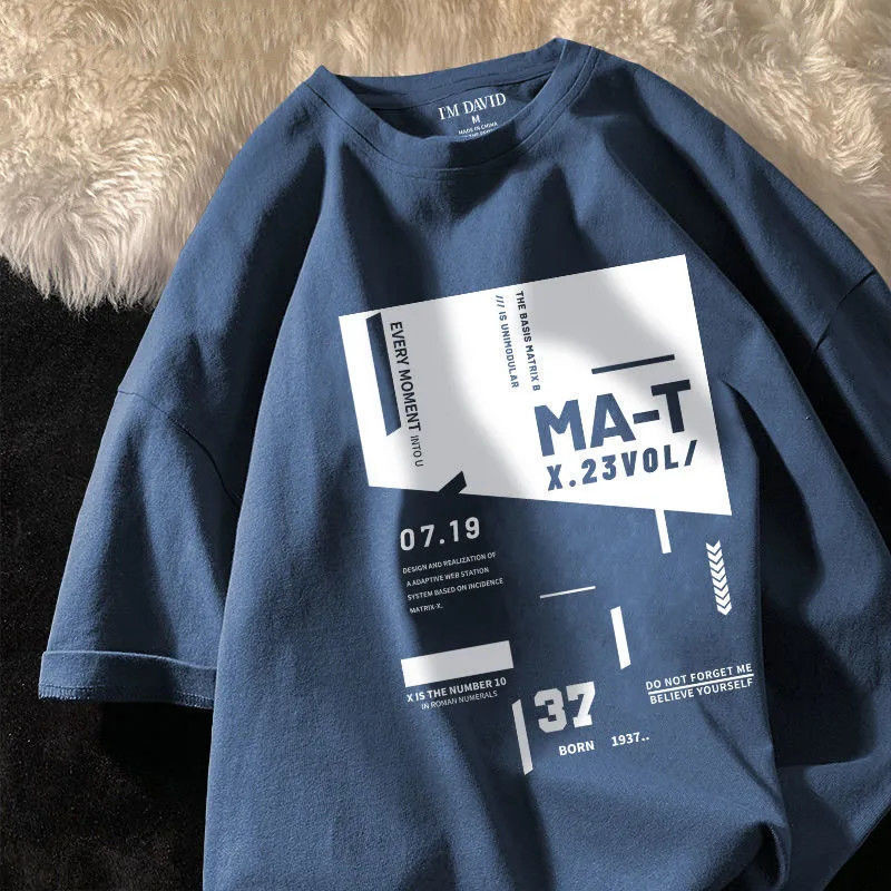 เสื้อยืดแขนสั้นผ้าฝ้ายแท้สไตล์ใหม่ฤดูร้อน100% เสื้อคู่รักลำลองทรงหลวมอินเทรนด์สไตล์เกาหลีสำหรับนักเรียนชายและหญิง