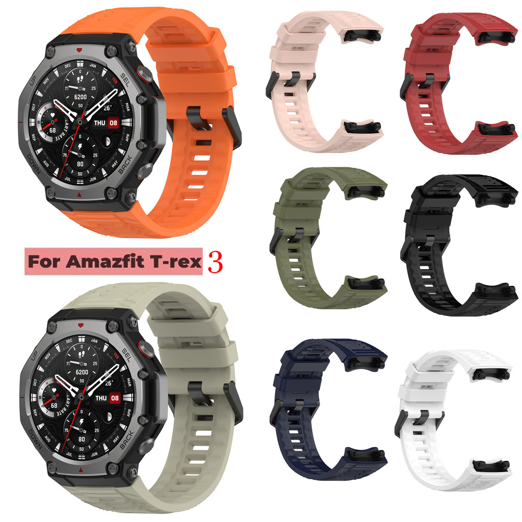 สายรัดซิลิโคนสําหรับ Huami Amazfit T-Rex 3 Sports Replacement สายรัดข้อมือสร้อยข้อมือ