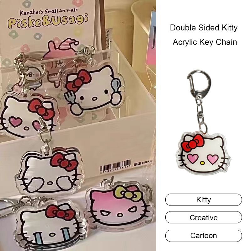 aidderse.thDouble Sided Kitty Acrylic Key Chain กระเป๋าเป้สะพายหลังน่ารักจี้ Creative Key Chain-