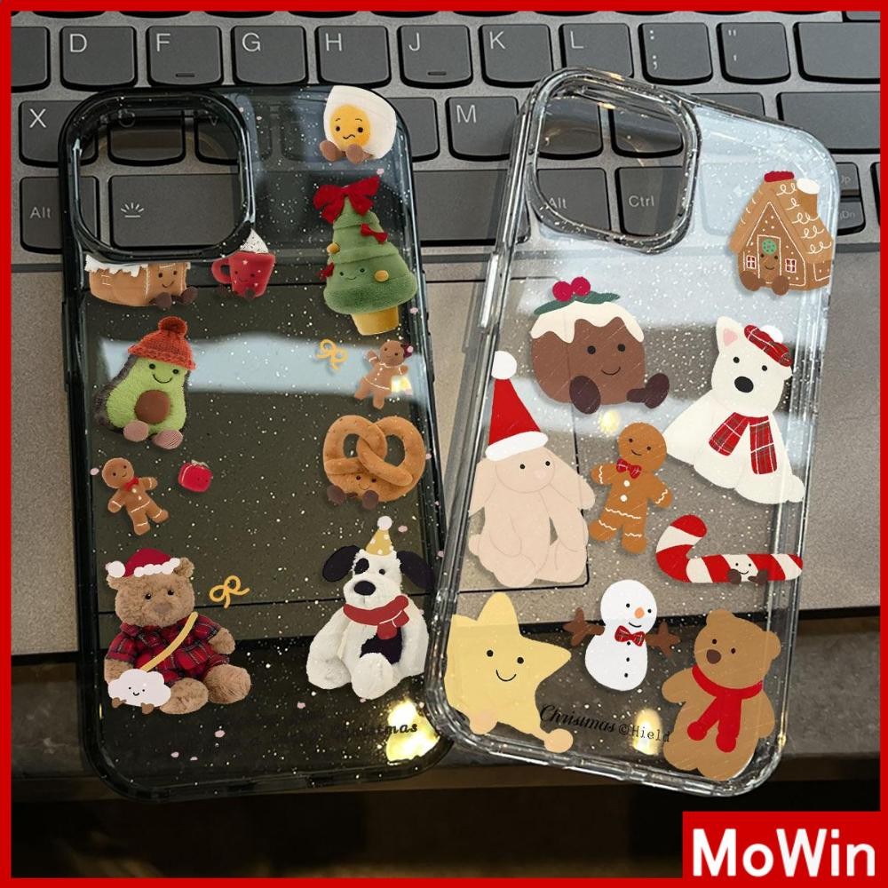 Movin - เคส iPhone 16 Pro Max iPhone 11 เคสใสแบบแวววาว TPU นุ่มสีสันสดใส สัตว์คริสต์มาสน่ารัก Compatible iPhone15 Pro max 14 13 12 Pro max XS XR 7 Plus 8 Plus